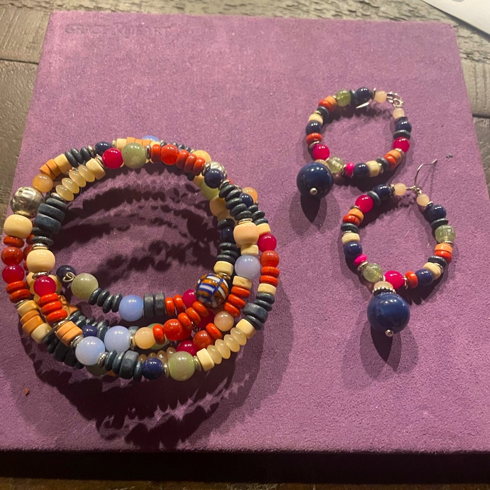 Chicos Bracelet and Hoop dangle earrings.